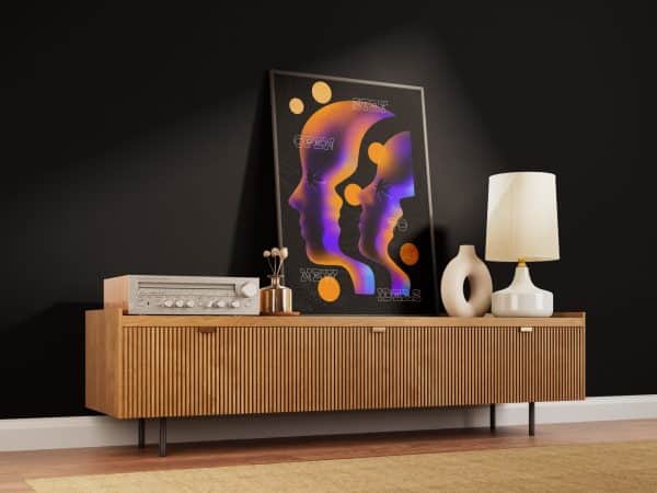 Póster High Labs Art Open to New Ideas – formato B2 (70,7 × 50 cm)