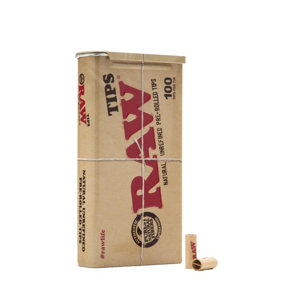 RAW Pre Rolled Tips – Filtros para porros 100 unidades en caja metálica RAW Pre Rolled Tips – Filtros para porros 100 unidades en caja metálica
