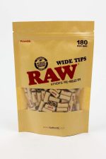 RAW Wide Prerolled Tips – filtros prearmados anchos para porros 180 uds.