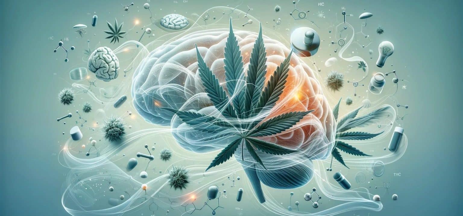 Hampun lehti ja tetrahydrokannabinolin rakennekaava