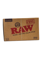 RAW – Gotowe skręcone bibułki + filtry – Pre-Rolled Cone 1 1/4 – BOX 1000 szt.