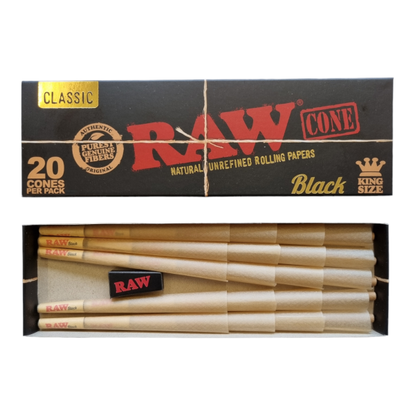 RAW Bibulky Cone Black King Size Slim 20ks