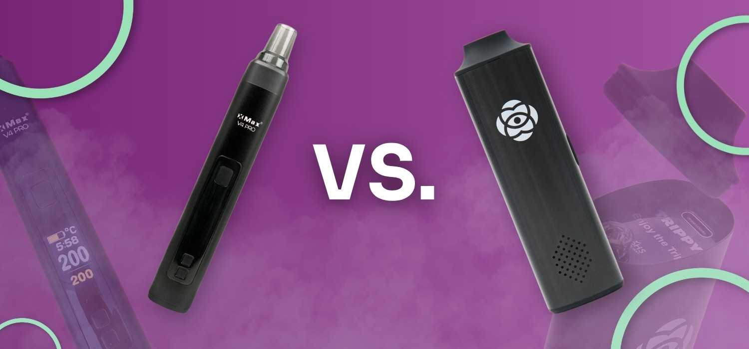 Vaporizéry Trippy 2 a X-MAX V4 Pro vedľa seba pri porovnaní